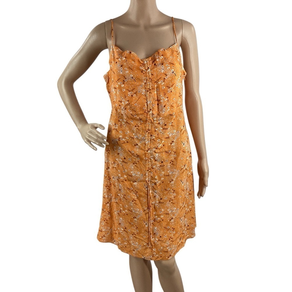 Line & Dot Christy Floral Ruched Mini Dress Orange Multi Size M